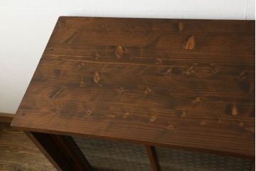 ラフジュ工房オリジナル　古建具リメイク　当店オリジナルの紋様ガラスがレトロな雰囲気を高めるサイドボード(収納棚、戸棚、サイドキャビネット)(R-060345)