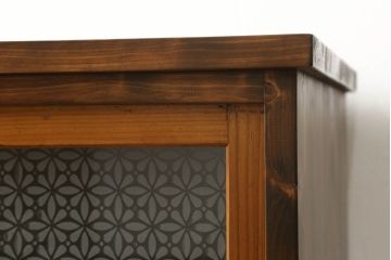 ラフジュ工房オリジナル　古建具リメイク　オリジナル紋様ガラスがレトロな雰囲気を高めるサイドボード(収納棚、戸棚、サイドキャビネット)(R-060346)