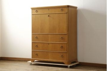 中古　希少　アメリカ輸入モデル　DREXEL HERITAGE(ドレクセルヘリテイジ)　ナチュラルな色味がお部屋に合わせやすいライティングビューロー(ワークデスク、在宅ワーク、在宅用、引き出し、チェスト)(R-060347)