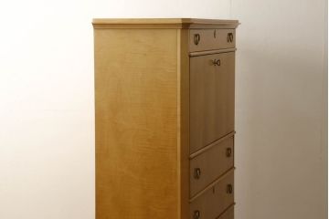 中古　希少　アメリカ輸入モデル　DREXEL HERITAGE(ドレクセルヘリテイジ)　ナチュラルな色味がお部屋に合わせやすいライティングビューロー(ワークデスク、在宅ワーク、在宅用、引き出し、チェスト)(R-060347)