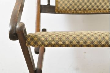 イギリスアンティーク　挽き物加工を施した背板が印象的な折り畳みチェア(イス、アームチェア、フォールディングチェア、椅子)(R-060354)