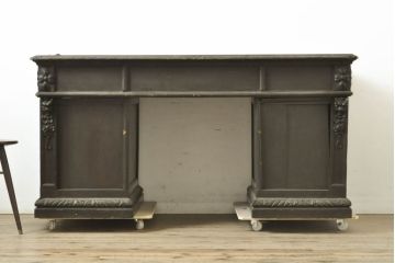 フランスアンティーク　最高級　組立て式　彫刻のデザインが素晴らしい両袖机(ニーホールデスク、プレジデントデスク、ワークデスク、在宅用、在宅ワーク)(R-060359)