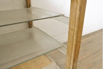 和製アンティーク　ナラ材　コレクションケースとしてもおすすめの卓上ガラスケース(ショーケース、飾り棚、陳列棚、キャビネット、店舗什器)(R-060361)