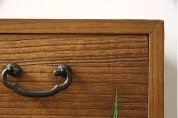 和製アンティーク　総桐材　やさしい色づかいの絵柄がお部屋のアクセントになる小引き出し(チェスト、小物収納、卓上収納)(R-060367)