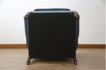 中古　イギリス　本革　(チェスターフィールド)　重厚感のある佇まいが魅力的なウイングバックソファ(レザーソファ、ウィングバックチェア、アームソファ、1人掛けソファ、1Pソファ)(R-060374)