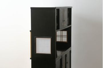 和製ビンテージ　総漆塗り　竹に雀・梅・松　吉祥モチーフ　上品な和の雰囲気を醸し出す茶棚(飾り棚、違い棚、茶箪笥、収納棚、キャビネット、ヴィンテージ)(定価約120万円)(R-060382)