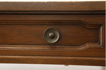中古　DREXEL HERITAGE(ドレクセルヘリテイジ)　Triune(トライユン)　レザートップが格好いいマホガニー材製のデスク(定価約75万円)(両袖机、在宅ワーク、在宅用ワークデスク)(R-060387)