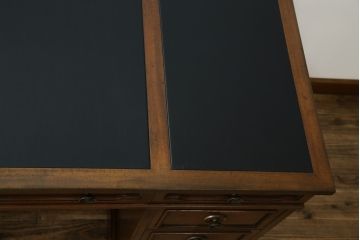 中古　DREXEL HERITAGE(ドレクセルヘリテイジ)　Triune(トライユン)　レザートップが格好いいマホガニー材製のデスク(定価約75万円)(両袖机、在宅ワーク、在宅用ワークデスク)(R-060387)