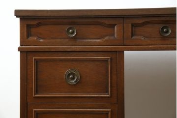 中古　DREXEL HERITAGE(ドレクセルヘリテイジ)　Triune(トライユン)　レザートップが格好いいマホガニー材製のデスク(定価約75万円)(両袖机、在宅ワーク、在宅用ワークデスク)(R-060387)