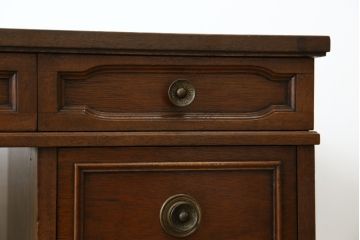 中古　DREXEL HERITAGE(ドレクセルヘリテイジ)　Triune(トライユン)　レザートップが格好いいマホガニー材製のデスク(定価約75万円)(両袖机、在宅ワーク、在宅用ワークデスク)(R-060387)