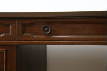 中古　DREXEL HERITAGE(ドレクセルヘリテイジ)　Triune(トライユン)　レザートップが格好いいマホガニー材製のデスク(定価約75万円)(両袖机、在宅ワーク、在宅用ワークデスク)(R-060387)