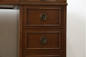 中古　DREXEL HERITAGE(ドレクセルヘリテイジ)　Triune(トライユン)　レザートップが格好いいマホガニー材製のデスク(定価約75万円)(両袖机、在宅ワーク、在宅用ワークデスク)(R-060387)