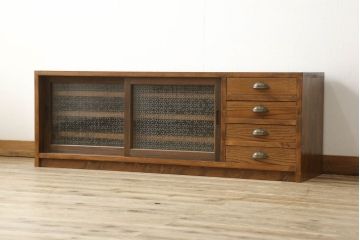 ラフジュ工房オリジナル　古建具リメイク　レトロな和の風情あふれるテレビ台(テレビボード、サイドボード、収納棚、戸棚、ローボード)(R-060390)