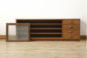 ラフジュ工房オリジナル　古建具リメイク　レトロな和の風情あふれるテレビ台(テレビボード、サイドボード、収納棚、戸棚、ローボード)(R-060390)