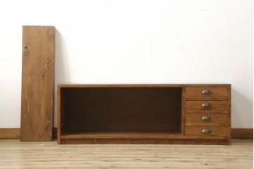 ラフジュ工房オリジナル　古建具リメイク　レトロな和の風情あふれるテレビ台(テレビボード、サイドボード、収納棚、戸棚、ローボード)(R-060390)