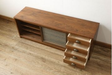 ラフジュ工房オリジナル　古建具リメイク　レトロな和の風情あふれるテレビ台(テレビボード、サイドボード、収納棚、戸棚、ローボード)(R-060390)