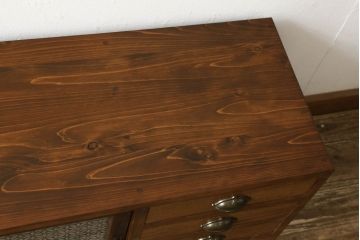 ラフジュ工房オリジナル　古建具リメイク　レトロな和の風情あふれるテレビ台(テレビボード、サイドボード、収納棚、戸棚、ローボード)(R-060390)
