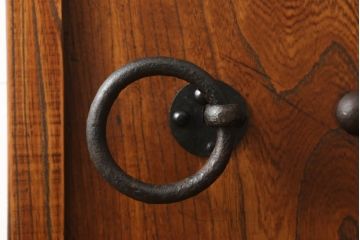 アンティーク建具　明治期　総欅(ケヤキ)材　重厚感のある佇まいが魅力のリメイク蔵戸1枚(玄関戸、引き戸、建具)(R-060408)
