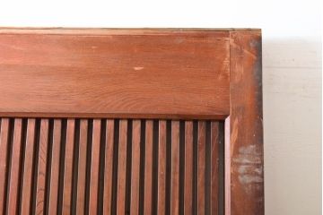 アンティーク建具　総欅(ケヤキ)材　シンプルなデザインが珍しい格子蔵戸(引き戸、玄関戸)(R-060412)