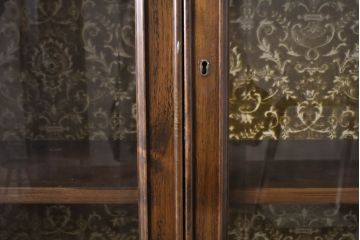 海外アンティーク　ダマスク柄の背板が印象的なキャビネット(カップボード、食器棚、陳列棚、収納棚、戸棚、飾り棚)(R-060415)