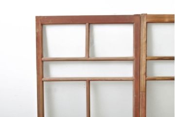アンティーク建具　昭和初期　素通しガラス・ダイヤガラス・梨地ガラス入り!　異なるガラスの質感が面白い窓2枚セット(ガラス窓、引き戸、ガラス戸、建具)(R-060417)