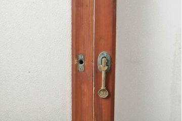 アンティーク建具　昭和初期　素通しガラス・ダイヤガラス・梨地ガラス入り!　異なるガラスの質感が面白い窓2枚セット(ガラス窓、引き戸、ガラス戸、建具)(R-060417)