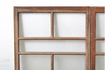 アンティーク建具　昭和初期　素通しガラスとダイヤガラス入り!　異なるガラスの質感が面白い窓2枚セット(ガラス窓、引き戸、ガラス戸、建具)(R-060418)
