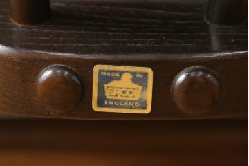 中古　美品　イギリス　ERCOL(アーコール)　落ち着いた色合いのボタニカル柄が印象的なクッション付きロッキングチェア(揺り椅子、イス、アームチェア)(R-060419)