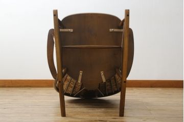 中古　美品　イギリス　ERCOL(アーコール)　落ち着いた色合いのボタニカル柄が印象的なクッション付きロッキングチェア(揺り椅子、イス、アームチェア)(R-060419)