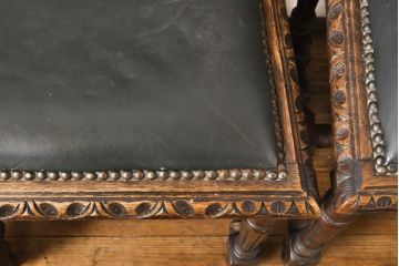 イギリスアンティーク　オーク材　置くだけで絵になる!細やかな彫刻が見事なダイニングチェア4脚セット(椅子、イス)(R-060420)