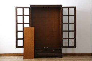 中古　美品　北海道民芸家具　和洋どちらのお部屋にも馴染むブックケース(本箱、書棚、収納棚、キャビネット、飾り棚)(R-060430)