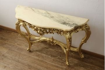 中古　美品　ロココ調　SILIK(シリック)　ゴージャスな空間を演出してくるコンソールテーブル(サイドテーブル、飾り台)(R-060439)