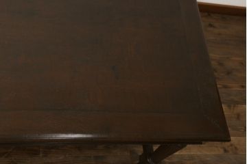 和製アンティーク　ナラ材　豪華なデザインの大正ロマンな雰囲気漂うダイニングテーブル(4人掛け、6人掛け、作業台)(R-060443)