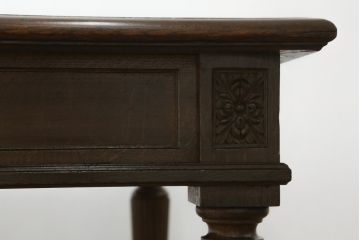 和製アンティーク　ナラ材　豪華なデザインの大正ロマンな雰囲気漂うダイニングテーブル(4人掛け、6人掛け、作業台)(R-060443)