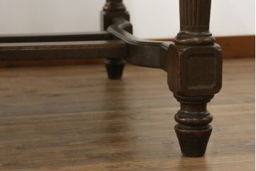 和製アンティーク　ナラ材　豪華なデザインの大正ロマンな雰囲気漂うダイニングテーブル(4人掛け、6人掛け、作業台)(R-060443)