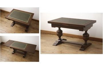 イギリスアンティーク家具　オーク材　希少な特小サイズ!!　脚や天板などの凝ったつくりが見事なドローリーフテーブル(サイドテーブル、コーヒーテーブル、エクステンションテーブル、カフェテーブル、ローテーブル)(R-060446)