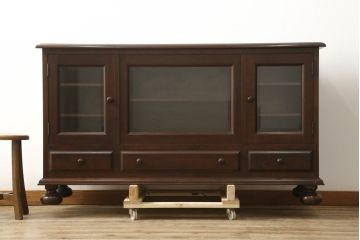中古　美品　松本民芸家具　シックな佇まいが和洋折衷の空間に取り入れやすいC-型サイドボード(リビングボード、サイドキャビネット)(定価約60万5千円)(R-060447)