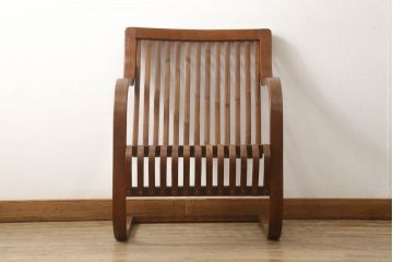和製アンティーク　竹興社　城所右文次　オリジナル　Bamboo Chair　滑らかな曲線のデザインが目を惹くバンブーチェア(アームチェア、安楽椅子、ディスプレイ)(R-060451)