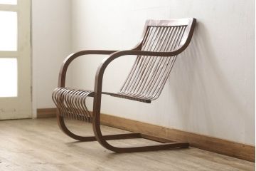 和製アンティーク　竹興社　城所右文次　オリジナル　Bamboo Chair　滑らかな曲線のデザインが目を惹くバンブーチェア(アームチェア、安楽椅子、ディスプレイ)(R-060451)