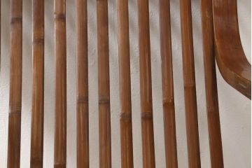 和製アンティーク　竹興社　城所右文次　オリジナル　Bamboo Chair　滑らかな曲線のデザインが目を惹くバンブーチェア(アームチェア、安楽椅子、ディスプレイ)(R-060451)