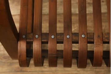 和製アンティーク　竹興社　城所右文次　オリジナル　Bamboo Chair　滑らかな曲線のデザインが目を惹くバンブーチェア(アームチェア、安楽椅子、ディスプレイ)(R-060451)