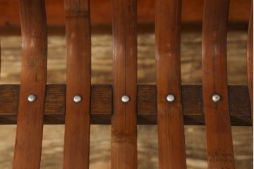 和製アンティーク　竹興社　城所右文次　オリジナル　Bamboo Chair　滑らかな曲線のデザインが目を惹くバンブーチェア(アームチェア、安楽椅子、ディスプレイ)(R-060451)