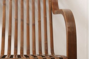 和製アンティーク　竹興社　城所右文次　オリジナル　Bamboo Chair　滑らかな曲線のデザインが目を惹くバンブーチェア(アームチェア、安楽椅子、ディスプレイ)(R-060451)