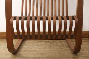 和製アンティーク　竹興社　城所右文次　オリジナル　Bamboo Chair　滑らかな曲線のデザインが目を惹くバンブーチェア(アームチェア、安楽椅子、ディスプレイ)(R-060451)