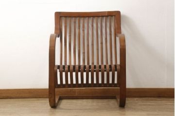 和製アンティーク　竹興社　城所右文次　オリジナル　Bamboo Chair　滑らかな曲線のデザインが目を惹くバンブーチェア(アームチェア、安楽椅子、ディスプレイ)(R-060452)
