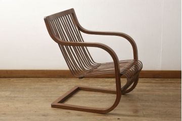 和製アンティーク　竹興社　城所右文次　オリジナル　Bamboo Chair　滑らかな曲線のデザインが目を惹くバンブーチェア(アームチェア、安楽椅子、ディスプレイ)(R-060452)