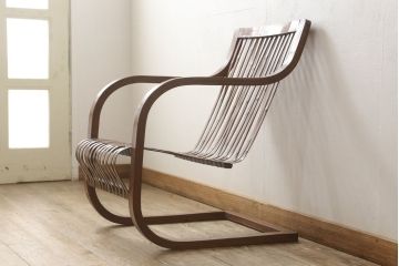 和製アンティーク　竹興社　城所右文次　オリジナル　Bamboo Chair　滑らかな曲線のデザインが目を惹くバンブーチェア(アームチェア、安楽椅子、ディスプレイ)(R-060452)