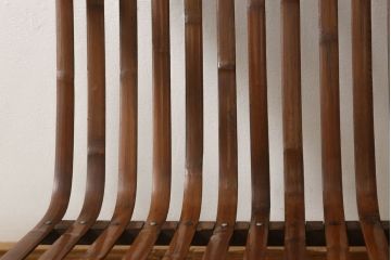 和製アンティーク　竹興社　城所右文次　オリジナル　Bamboo Chair　滑らかな曲線のデザインが目を惹くバンブーチェア(アームチェア、安楽椅子、ディスプレイ)(R-060452)
