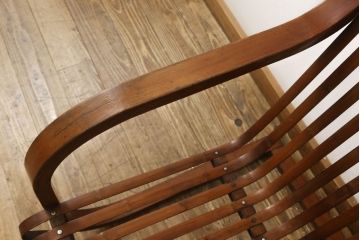 和製アンティーク　竹興社　城所右文次　オリジナル　Bamboo Chair　滑らかな曲線のデザインが目を惹くバンブーチェア(アームチェア、安楽椅子、ディスプレイ)(R-060452)