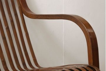 和製アンティーク　竹興社　城所右文次　オリジナル　Bamboo Chair　滑らかな曲線のデザインが目を惹くバンブーチェア(アームチェア、安楽椅子、ディスプレイ)(R-060452)